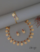 KY1011796- Antique Lakshmi Coin Necklace Earring Bangle Combo (color option) 2-Zilmor